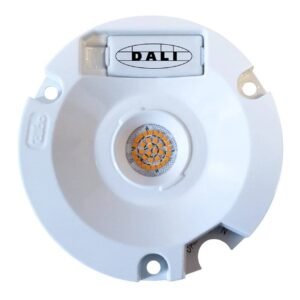 Circular OptoDrive Ada 230VAC LED engine featuring an integrated central LED array and a top-mounted DALI communication interface module.