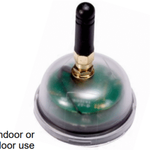 An mwConnect PSC-ZAD-WCM-X00-BLE-CB-EXA Casambi Mesh DALI Outdoor Controller featuring a clear UV-resistant dome, an internal green PCB, and an integrated long-range monopole antenna, designed for Zhaga Book 18 mounting.